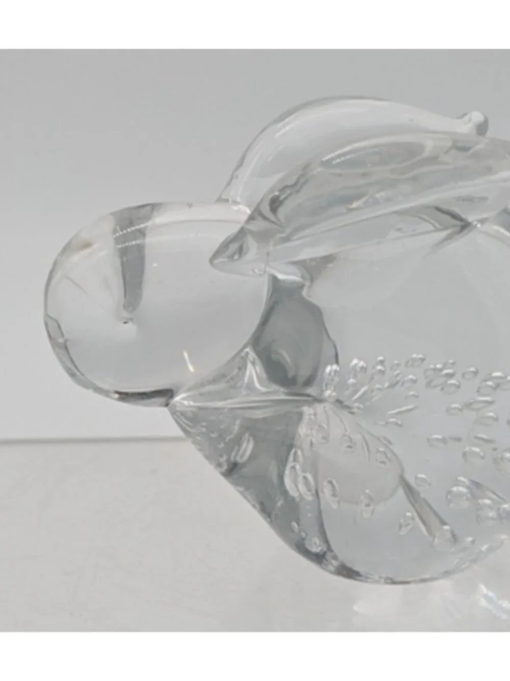 Vintage Art Glass Rabbit Bunny Paperweight Figure Clear controlled bubbles